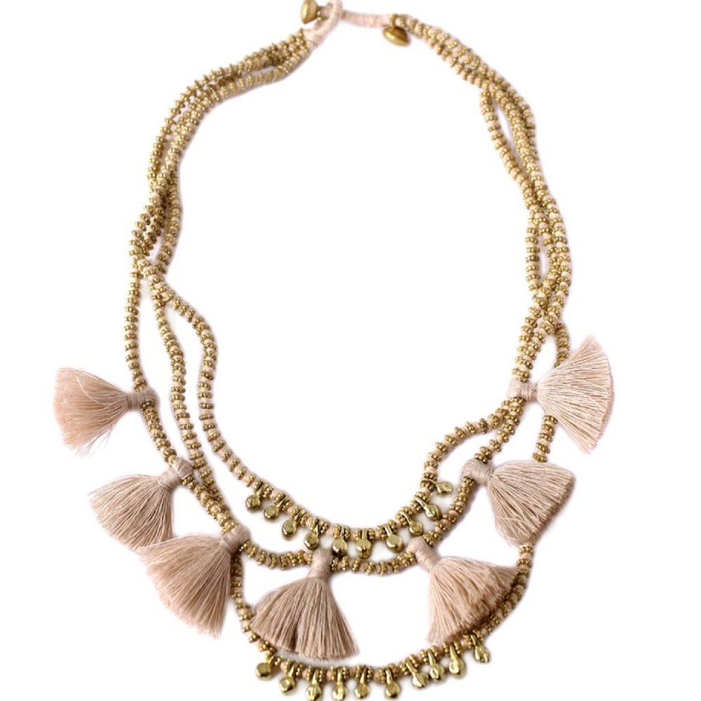 Bluma Project Luna Three-tiered Tassel Necklace in Sand Brand New MSRP $75